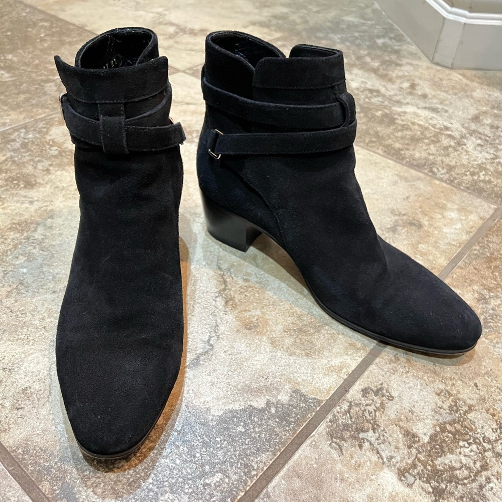 YSL Suede Black Ankle Boots